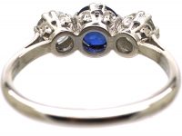 18ct White Gold, Sapphire & Diamond Three Stone Ring