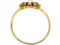 Edwardian 18ct Gold, Natural Pearl, Ruby & Rose Diamond Cluster Ring