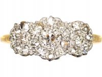 Edwardian 18ct Gold & Platinum Triple Cluster Ring set with Diamonds