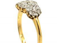 Edwardian 18ct Gold & Platinum Triple Cluster Ring set with Diamonds