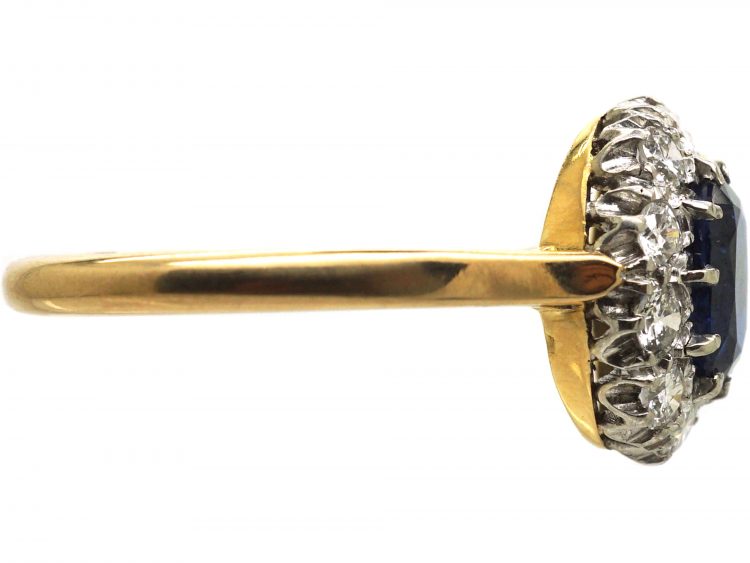 Early 20th Century, 18ct Gold & Platinum, Sapphire & Diamond Cluster Ring