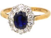 Early 20th Century, 18ct Gold & Platinum, Sapphire & Diamond Cluster Ring