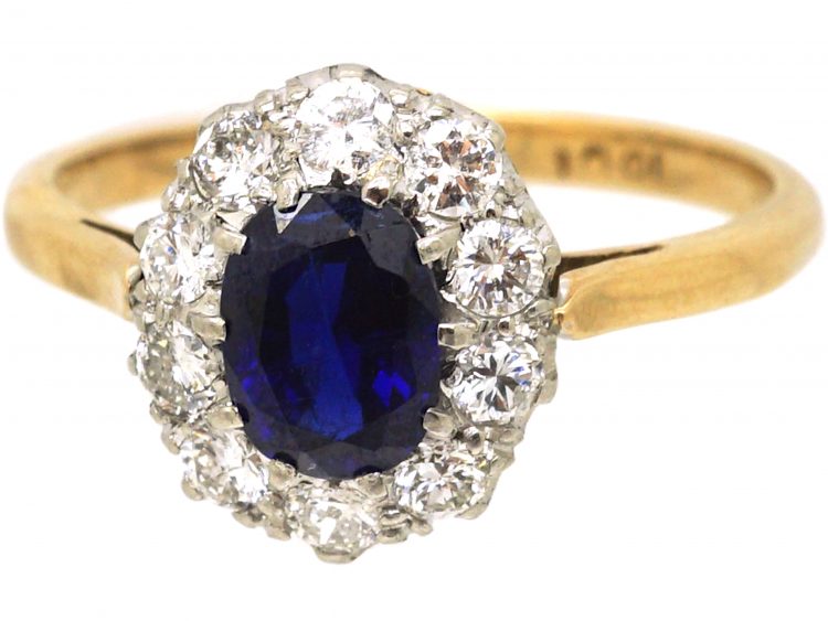 Early 20th Century, 18ct Gold & Platinum, Sapphire & Diamond Cluster Ring