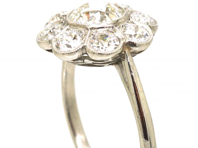 Early 20th Century Platinum, Diamond Daisy Cluster Ring