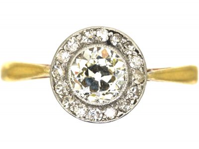 Edwardian 18ct Gold & Platinum, Diamond Cluster Ring