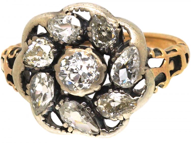 Georgian Gold & Silver, Diamond Set Flower Ring
