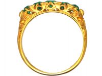 Victorian 18ct Gold, Five Stone Emerald Carved Half Hoop Ring