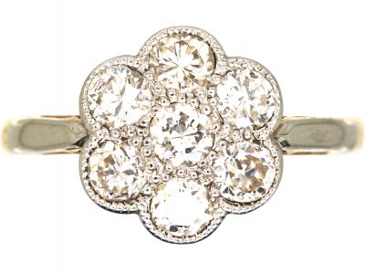 Edwardian 18ct Gold & Platinum, Diamond Cluster Ring