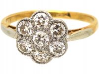 Edwardian 18ct Gold & Platinum, Diamond Cluster Ring