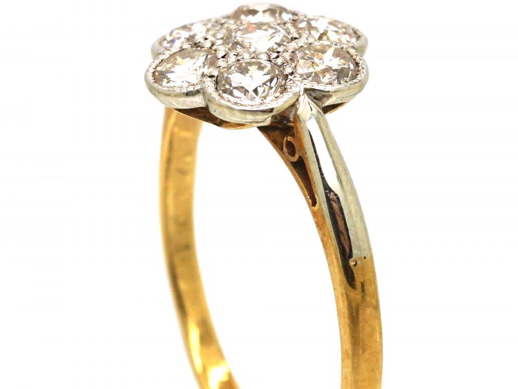 Edwardian 18ct Gold & Platinum, Diamond Cluster Ring