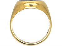 Mid 20th Century 14ct Gold Signet Ring set with Lapis Lazuli with an Intaglio of a Crest