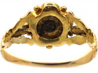Georgian 18ct Gold & Black Enamel Mourning Ring with Pansy Motif set with a Diamond