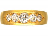 Victorian 18ct Gold Boat Shaped Ring set with Old Mine Cut Diamonds