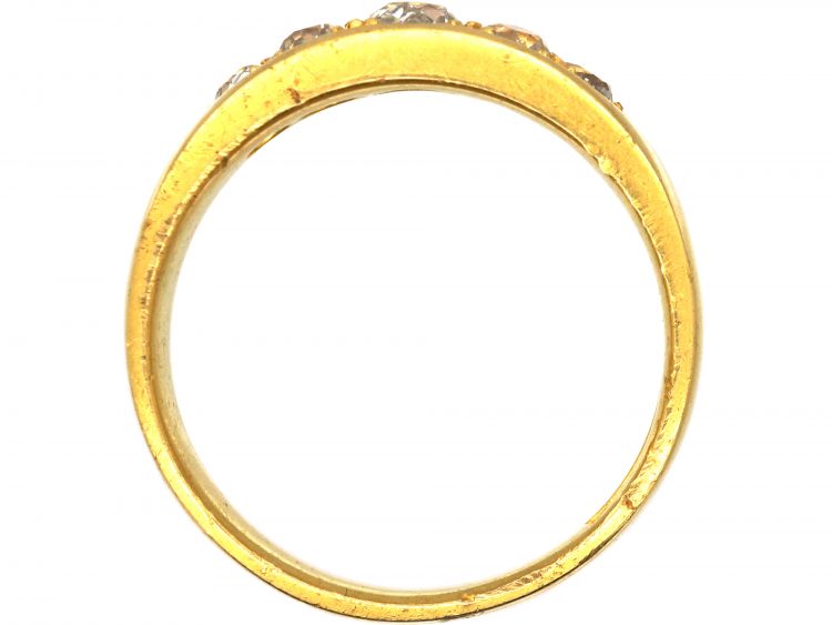 Victorian 18ct Gold Boat Shaped Ring set with Old Mine Cut Diamonds