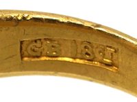 Victorian 18ct Gold Boat Shaped Ring set with Old Mine Cut Diamonds