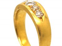 Victorian 18ct Gold Boat Shaped Ring set with Old Mine Cut Diamonds