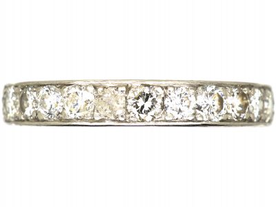 Art Deco Platinum & Diamond Eternity Ring with Engraved Sides
