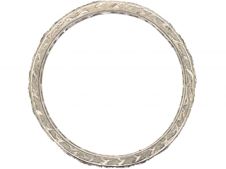 Art Deco Platinum & Diamond Eternity Ring with Engraved Sides