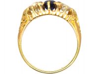 Victorian 18ct Gold,Three Stone Sapphire & Diamond Ring