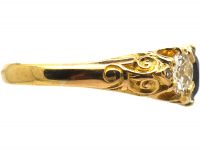 Victorian 18ct Gold,Three Stone Sapphire & Diamond Ring
