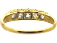 Victorian 18ct Gold, Five Stone Diamond Carved Half Hoop Ring