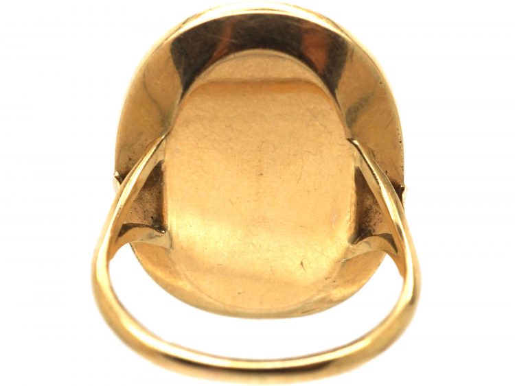 Georgian 15ct Gold, Turquoise Ring with Carved Classical Scene