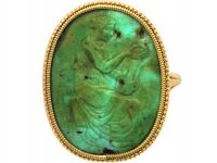 Georgian 15ct Gold, Turquoise Ring with Carved Classical Scene