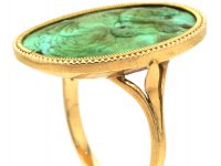 Georgian 15ct Gold, Turquoise Ring with Carved Classical Scene