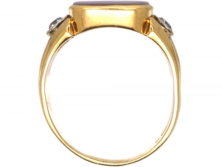 Early 20th Century 14ct Gold, Diamond & Carnelian Ring with a Carved Intaglio of an Eagle