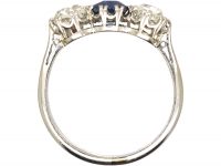 Early 20th Century Platinum, Sapphire & Diamond Three Stone Ring