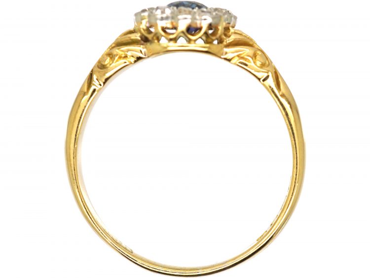 Victorian 18ct Gold, Sapphire & Diamond Oval Cluster Ring