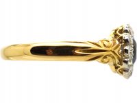 Victorian 18ct Gold, Sapphire & Diamond Oval Cluster Ring