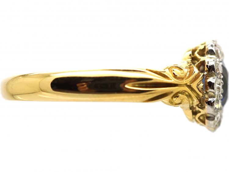 Victorian 18ct Gold, Sapphire & Diamond Oval Cluster Ring