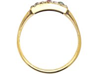 Edwardian 18ct Gold, Ruby, Emerald, Sapphire & Rose Diamond Triple Ring