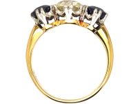 Early 20th Century 18ct Gold, Sapphire & Diamond Three Stone Ring