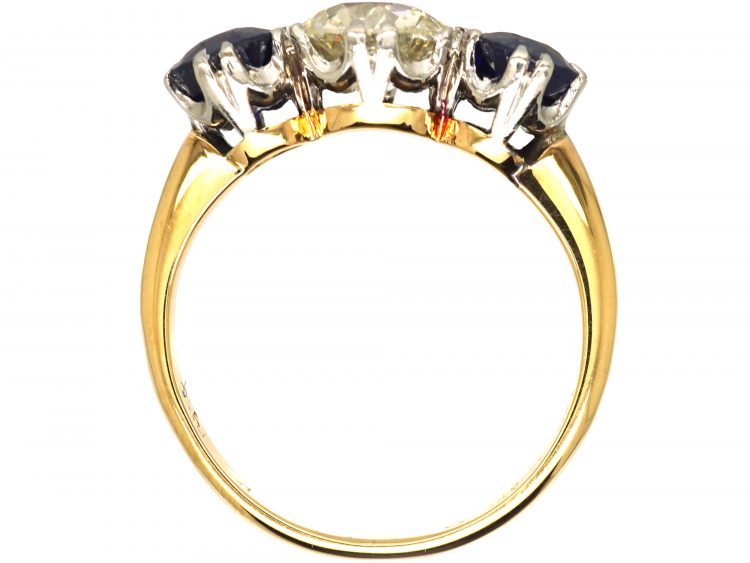 Early 20th Century 18ct Gold, Sapphire & Diamond Three Stone Ring