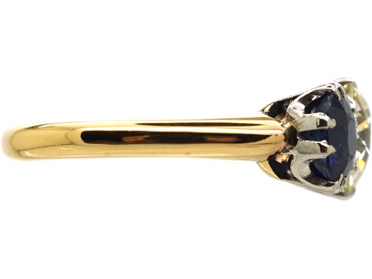 Early 20th Century 18ct Gold, Sapphire & Diamond Three Stone Ring
