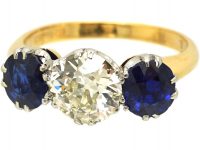 Early 20th Century 18ct Gold, Sapphire & Diamond Three Stone Ring