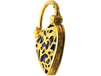 Georgian 18ct Gold & Blue Enamel Padlock with Pierced Motif