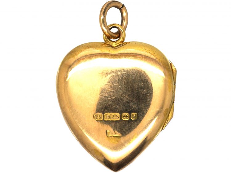 Edwardian 15ct Gold Heart Shaped Locket set with a Diamond