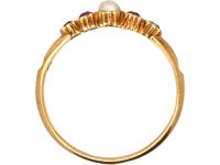 Early 19th Century 18ct Gold, Emerald, Natural Pearl & Ruby Ring