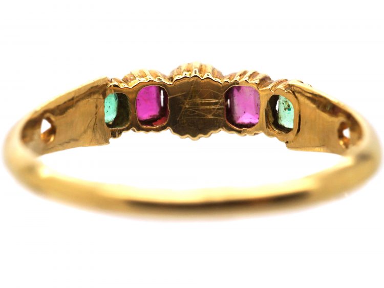 Early 19th Century 18ct Gold, Emerald, Natural Pearl & Ruby Ring