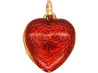 Edwardian 15ct Gold & Red Enamel Heart Locket set with a Diamond