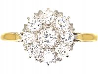 Early 20th Century 18ct Gold & Platinum, Diamond Daisy Cluster Ring