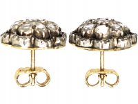 19th Century Gold. & Silver, Rose Cut Diamond Cluster Earrings
