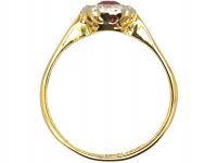 Edwardian 18ct Gold & Platinum, Ruby & Diamond Oval Cluster Ring