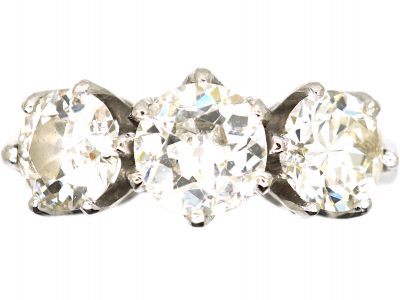 Early 20th Century Platinum Three Stone Diamond Ring