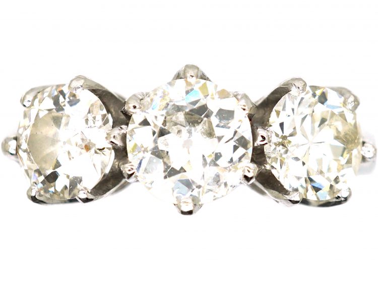 Early 20th Century Platinum Three Stone Diamond Ring