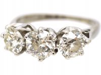 Early 20th Century Platinum Three Stone Diamond Ring