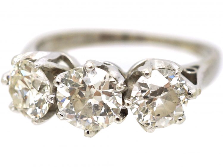 Early 20th Century Platinum Three Stone Diamond Ring